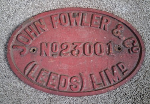 John fowler locomotive plate - fowler,