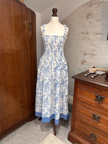 Blue white dress linen - &,