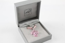 Lalique Necklace Pink Glass Cross Signed Branded Boxed
