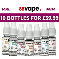 88 Vape E-Liquid 10ml Vape Juice 44 Flavours | All Strengths |  40 Bottles Pack