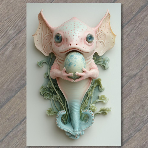 Art print pink axolotl - art,