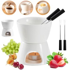 Chocolate Fondue Set Ceramic Cheese Melting Pot Chocolate Fondue Mug Pot w/ Fork