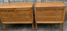 SUPERB PAIR OF ARTS AND CRAFTS SOLID  GOLDEN OAK HIS & HERS  3 DRAWER CHESTS