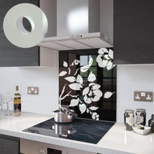 Glass splashbacks black - glass, floral