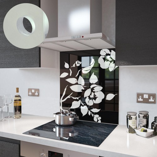 Glass splashbacks black floral - glass,