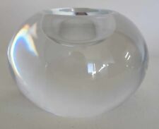 Vintage Kenneth Turner London Round Clear Glass Candle Holder Etched on Base