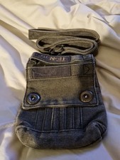 LOOK BENCH FADED BLACK HEAVY COTTON CROSS BODY BAG MONEY SAFE AJUSTABLE STRAP