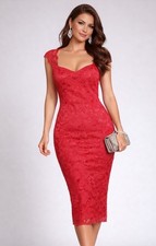 Lipsy Amy Coral Lace Bodycon