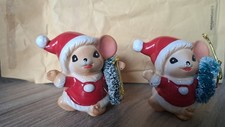 Vintage Mouse Santa Ornaments