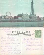 The Tower Palace and Big Wheel Blackpool 1908 postmark Cities Towns Landscapes