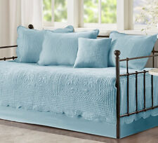COTTAGE BLUE 6pc DAYBED QUILT SET : FRENCH  MATELASSE COVERLET TILE DAY BED