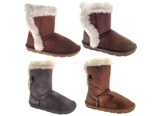 Girls Faux Suede Fur Boots Mid