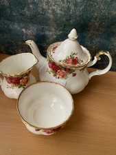 Royal Albert Old Country Roses Small Teapot With Creamer And Sugar Bowl