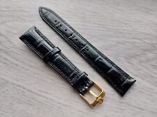 New 18mm Black/Brown Genuine Leather Watch Strap Golden Buckle For Omega