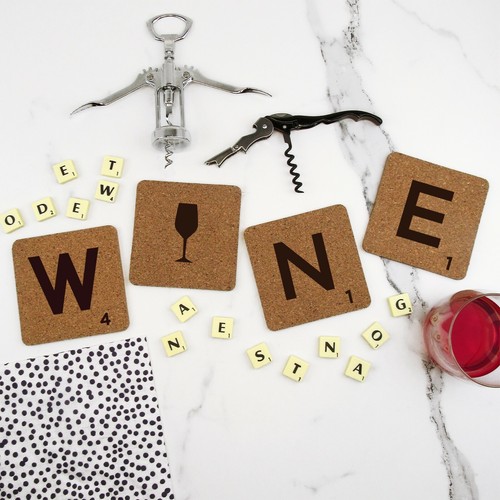 Set scrabble letter tile - of,