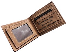 Personalized Engraved Men's Wallet Dad Vegan Leather Grandad Male Classic Gift