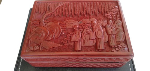 Vintage antique carved red - carved,
