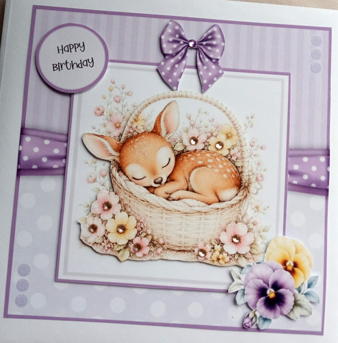 Handmade cute fawn decoupage - cute,