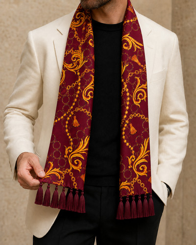 Monzoro 100 silk - scarf, red