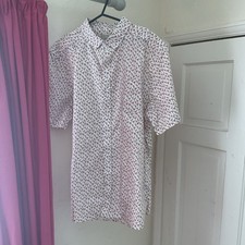 Men’s George white pink shirt large flamingo shortsleeved See Description