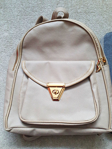 Beige faux leather daypack - faux,