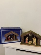 Vintage Nativity Set Christmas Decoration Display Mary Joseph Baby Jesus Manger