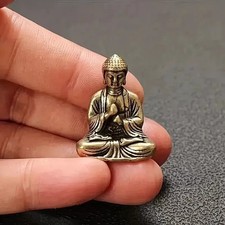 Solid Brass Buddha Statue Miniature Buddhist Monk Ornament 2.5cm