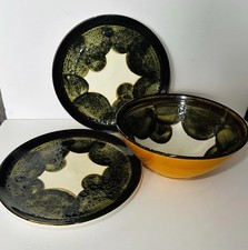 Schramberg SMF German Pottery Large Bowl Dish & 2 Plates Art Deco Style M