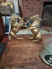 A pair of vintage Brass models of  Horses  Stallions 20 cm high, Nearly 6kg 