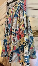 Emily and Fin Women’s Multicoloured Black Graphic Print Midi Skirt UK 10 RARE