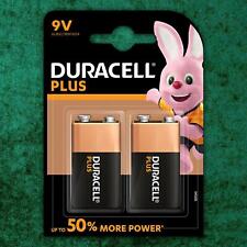 2 Pack Duracell PLUS POWER 9V 6LR61 LR22 MN1604 PP3 Batteries Block Smoke Alarm
