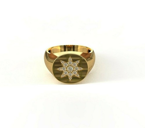 18k gold diamond signet - 18k, ring