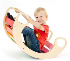 Wooden rainbow rocker rocking