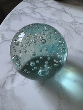 Clear Blue Art Glass Round