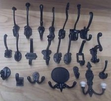BLACK ANTIQUE CAST IRON OLD STYLE VINTAGE IRON COAT HOOKS HANGING HOOK PEGS