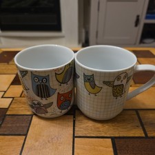 2x Owls Coffee Mugs By Creative Tops Ltd Ceramic Colorful