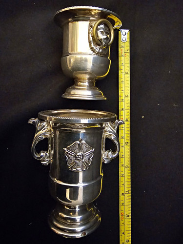 Pair silver plated trophy - silver, cup