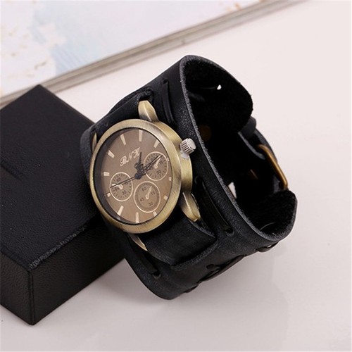 Men wide leather cuff - leather,