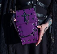 SMALL METAL CROSS COFFIN Purple GOTHX Cross Body  HANDBAG Vegan Gothic Bag