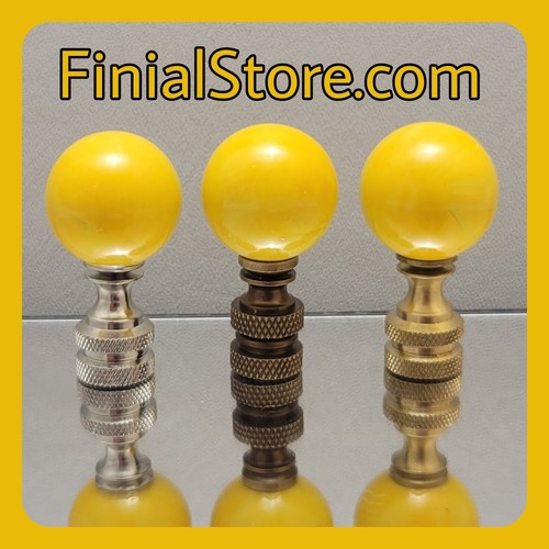 Yellow marbled glass ball - marbled,