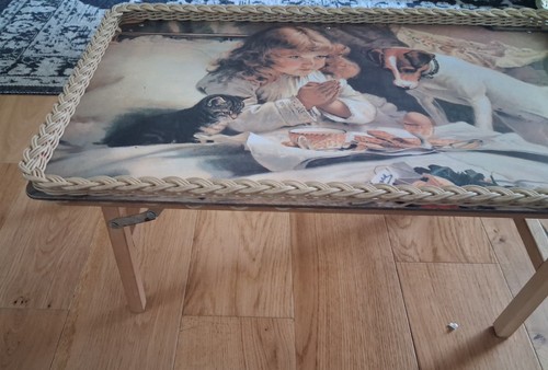 Vintage bed tray woven edge - vintage,
