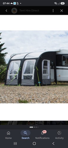 Motorhome awning inflatable