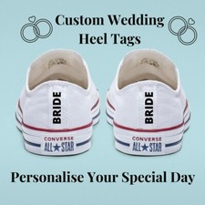 BRIDE Converse Personalised Wedding Heel Tags Iron On Custom Bridesmaid trainers
