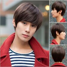 Dark Brown Men Male Short Straight Synthetic Hair Cosplay Party Full Wig
