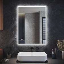 LED Bathroom Mirror with Shaver Socket Demister Touch Sensor Illuminated Lights