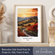 Europe Travel Poster Print | Watercolour Style Wall Art of Italy, France & more