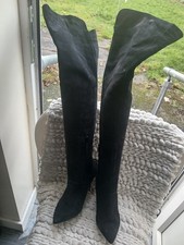 ASOS BLACK LEATHER OVER THE KNEE  BOOTS SZ 6