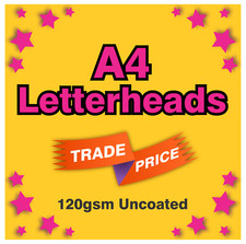 A4 Letterheads Printed Full Colour 120gsm Premium Uncoated Paper - Trade Price