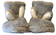 M&S Cosy Fluffy Bunny Slipper Boots Unisex Child's Uk 7 Grey/White - BNWOT