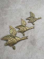 Vintage Flying Ducks Brass wall mounted  Trio - 26cm/22cm/18cm L